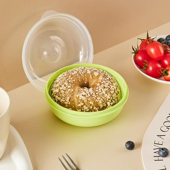 Bagel Container Round Sandwich Box Bagel Keeper Holder Bread Storage Box Bagel Saver Container for Home Kitchen Bagel Carrying Case with Airtight Lid
