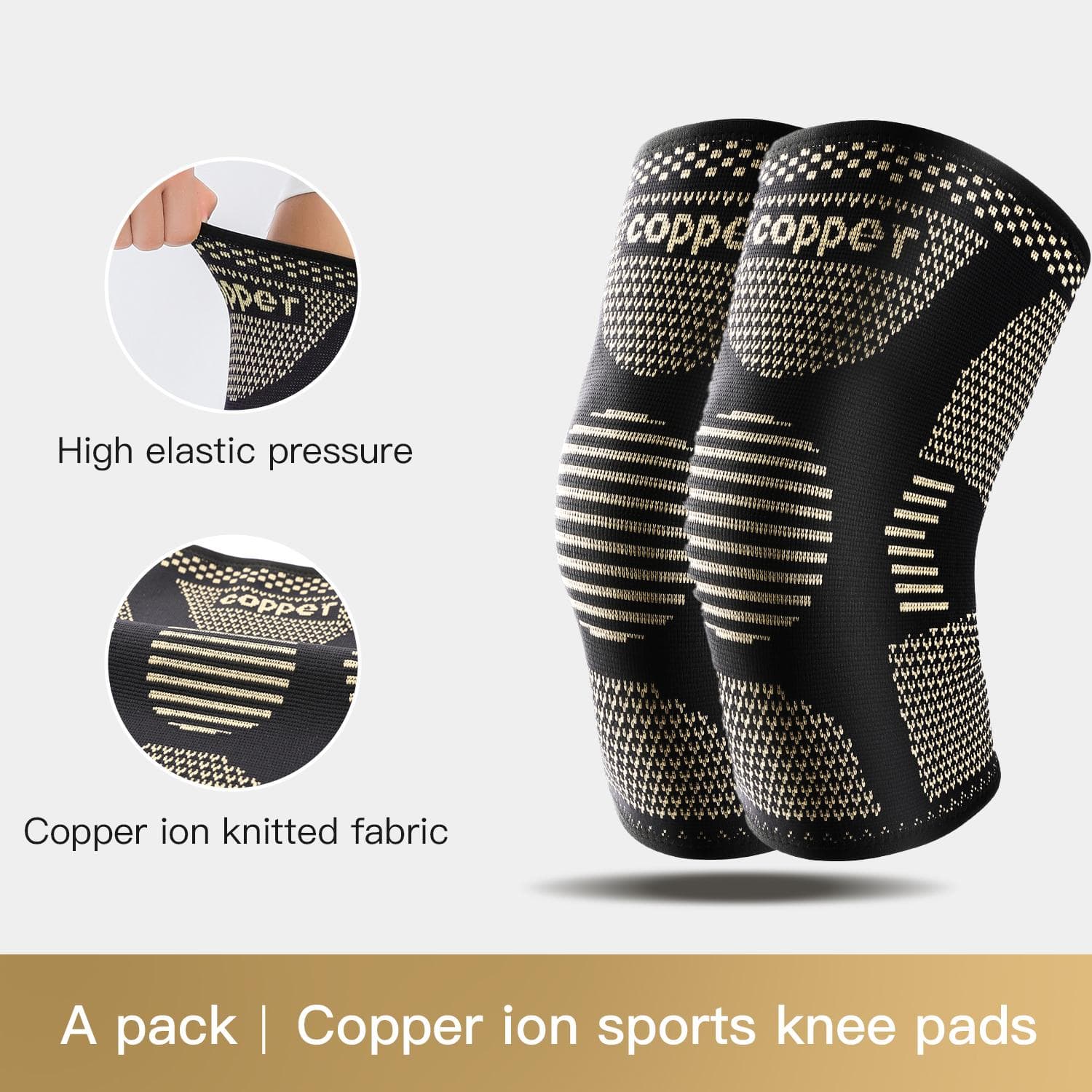 2Pc Copper Knee Brace For Arthritis Pain Support-Copper Knee Sleeve For Knee Pain Compression Sleeve For Sports,Knee Pain Relief