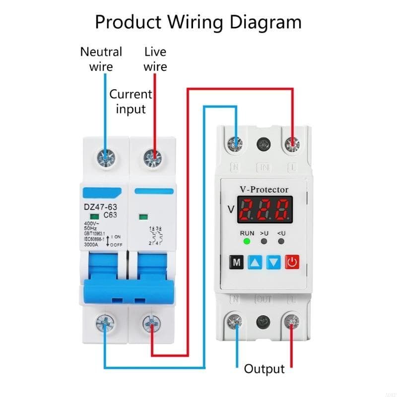 Digital Resettable Over & Under Voltages Protector Digital Voltages Protections Device Plastic for Home & Industrial Use A0KF