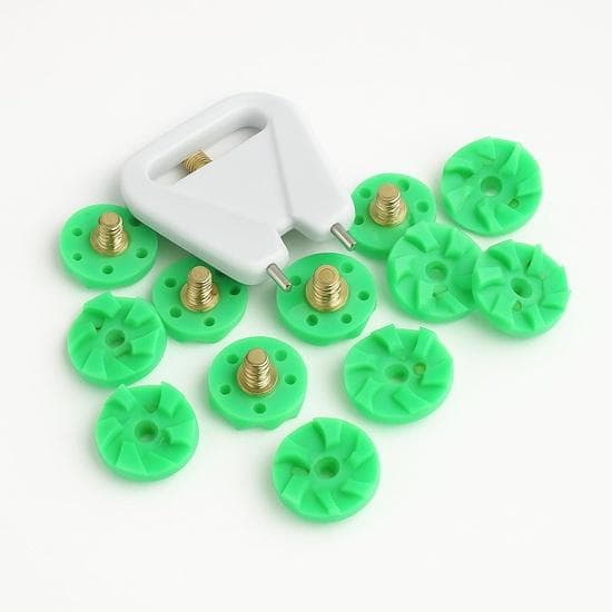 WMX Soft Spikes Replacement for Cricket Spike Shoes, Hockey, Golf & Other Sports, Metal Threading Screw Size ¼ Inch Spikes with Spanner. Green