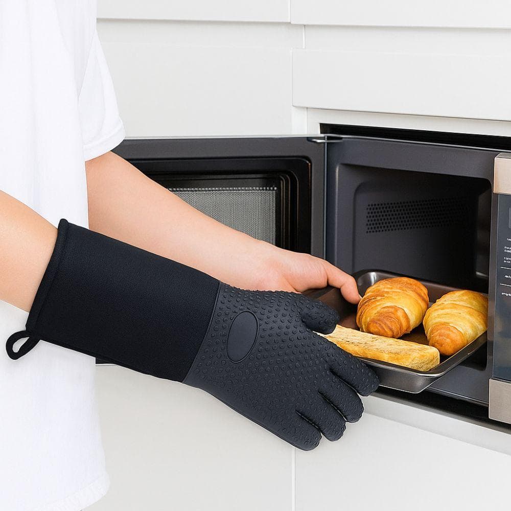 Extra Long Oven Mitts Heat Resistant Grill Gloves Anti-scald Baking Gloves  Household