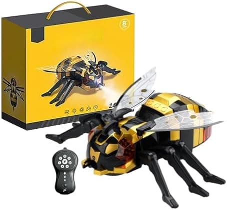 Kinrguiyuez Remote Control Bee Robot Toy - Spray, Sound & Light Effects, Crawling Interactive Kids Toy for Boys Girls Home Party Travel Gift