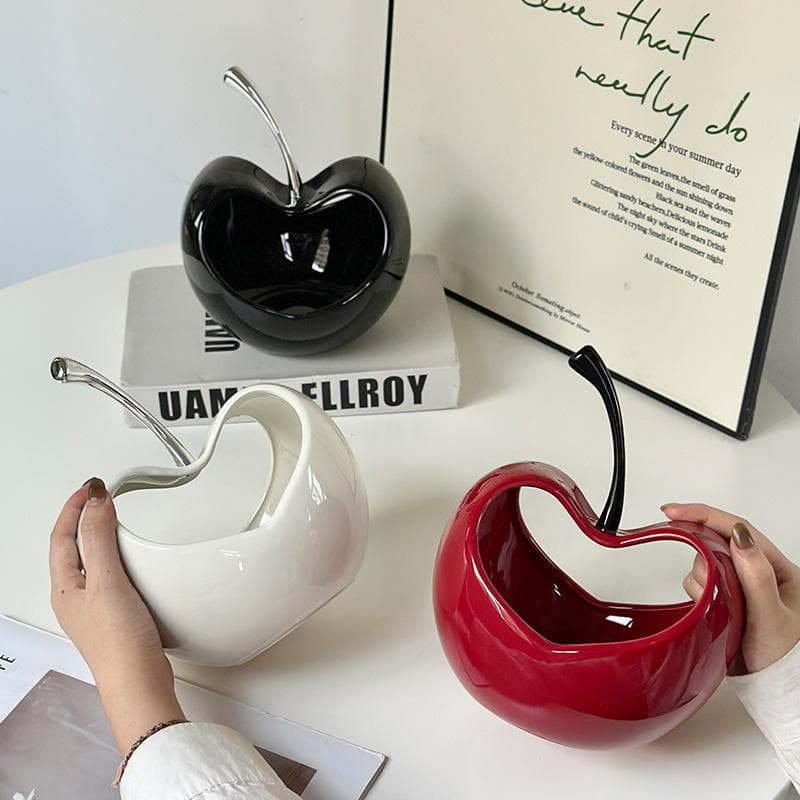 Creative Three-dimensional Apple Ceramic Storage Tray Countertop Ornament Modern Delicate Fruit Apple Shape Fruit Plate Decor