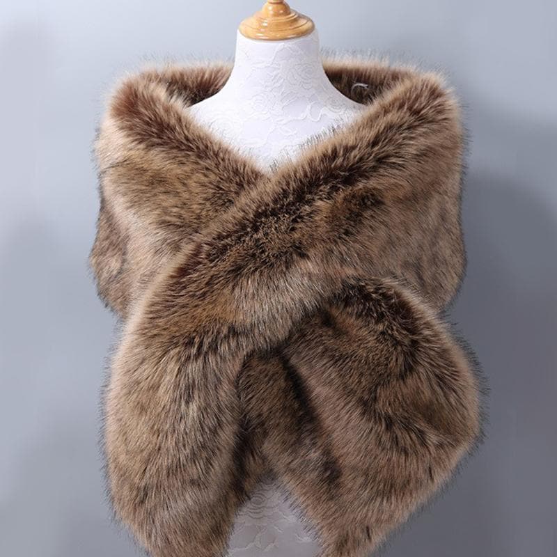 Women’s Luxurious Faux Fur Shawl Winter Bridal Thicken Soft Warm Comfortable Faux Fur Shawl Wrap for Wedding Evening Party cm