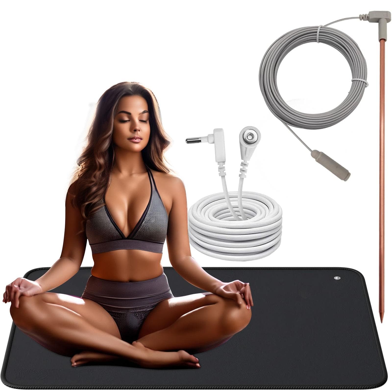 Grounding Mat 60*90CM with Copper Grounding Rod Connect to Earth EMF Recovery,for Foot Therapy, Universal Conductive Grounding Sleep Mat