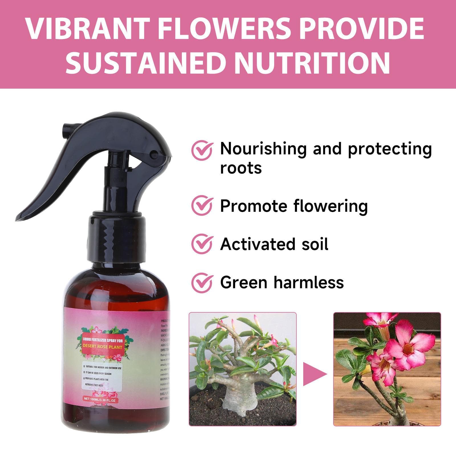Professional Desert Rose Spray Misting Fertilizers Misting Concentrate for Health Leaf Growth Nutrients for Gardening