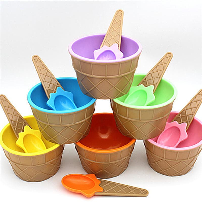 Ice Cream Cup Couples Bowl Gifts Dessert Container Holder With Spoon Best children Supply