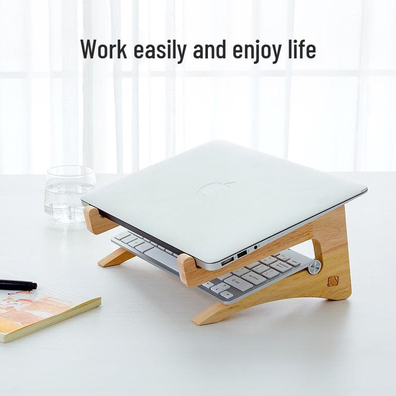 Solid Wood Vertical Laptop Stand with Cooling and Desktop Storage