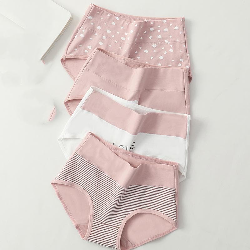 LANGSHA Large Size 5XL Panties Women Cotton High Waist Underwear Girls Briefs Lovenly Print Lingerie cm