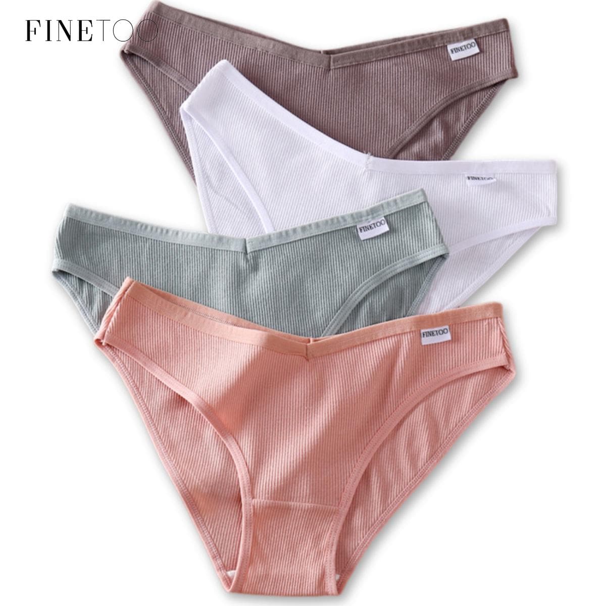 FINETOO 3Pcs Women Cotton Panties Fashion V Waist Underpants Sexy Girls Briefs M-4XL Low-Rise Ladies Underwear Women's Lingerie cm