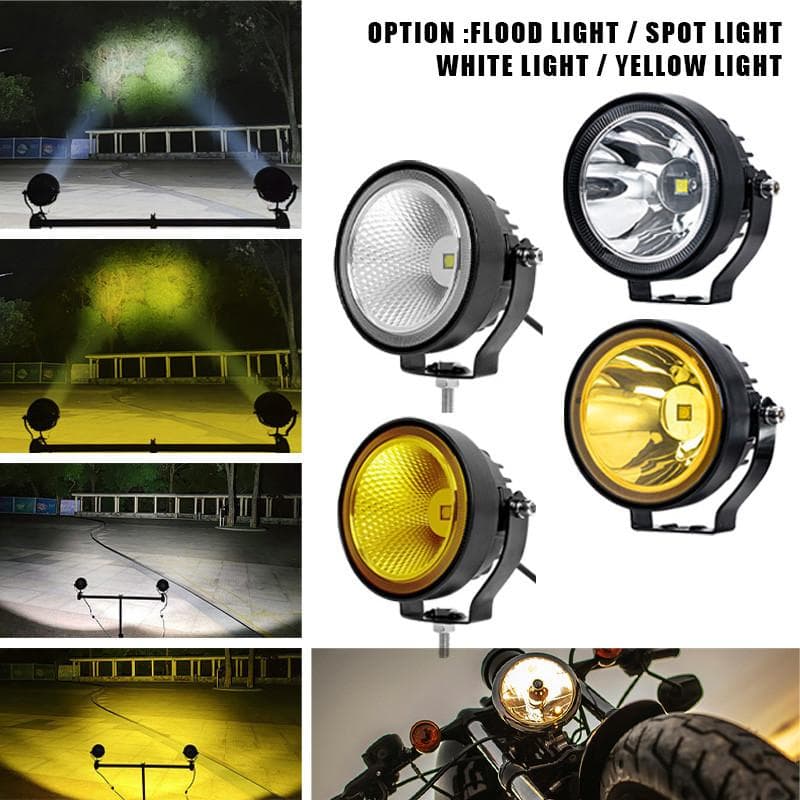 1/2pcs Motorcycle LED Fog Lights White Yellow Spotlight / Flood Light DC 12-48V Auxiliary Lamp Universal