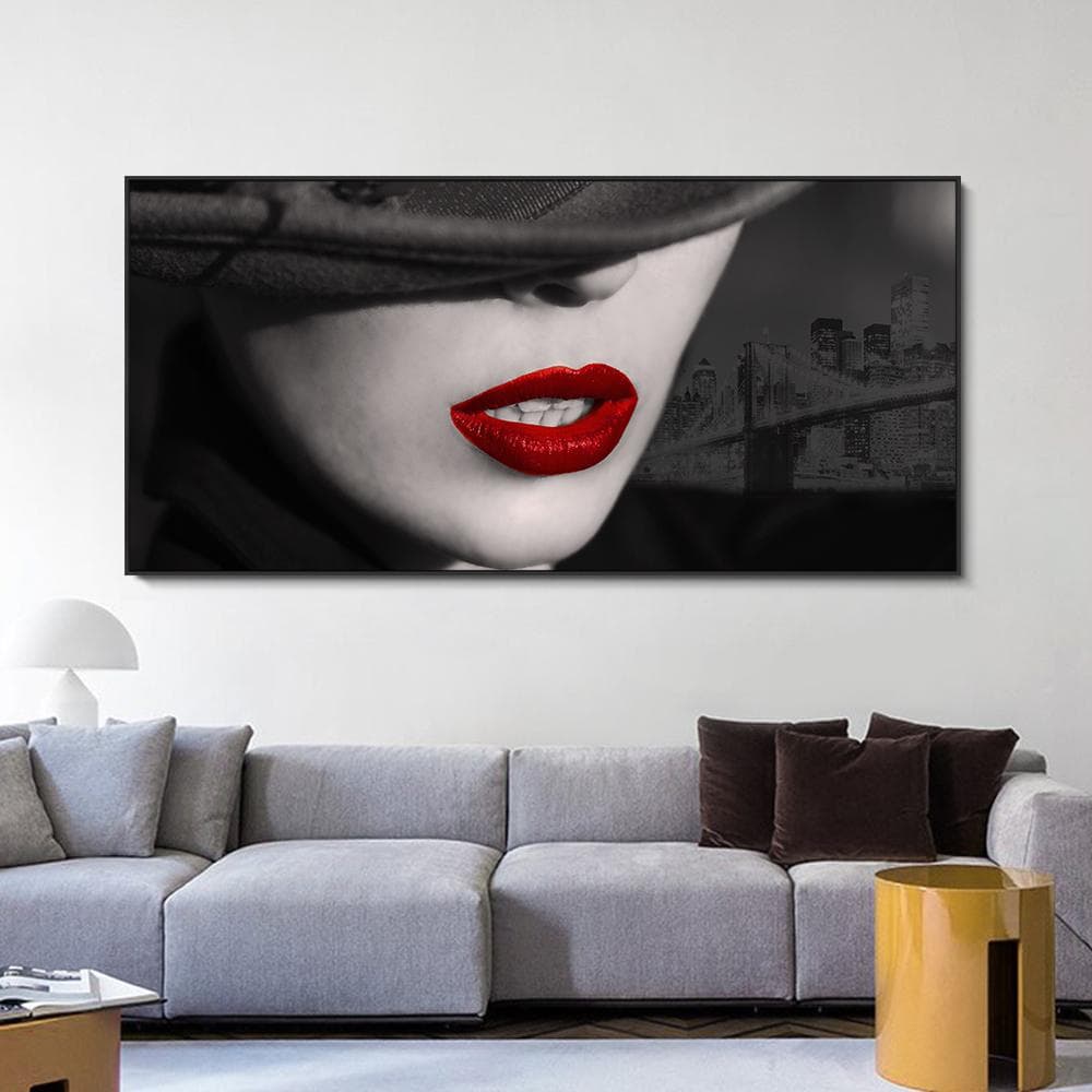 Modern Abstract Sexy Woman Red Lips Canvas Painting Portrait Posters and Prints Wall Pictures Living Room Home Decor No Frame