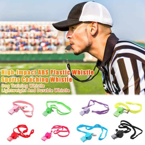 Whistle with Lanyard And Mouth Grip Plastic Sports Whistle Loud Crisp Sound Whistle for Coaches Referees Training Camping Emergency Survival dark gree