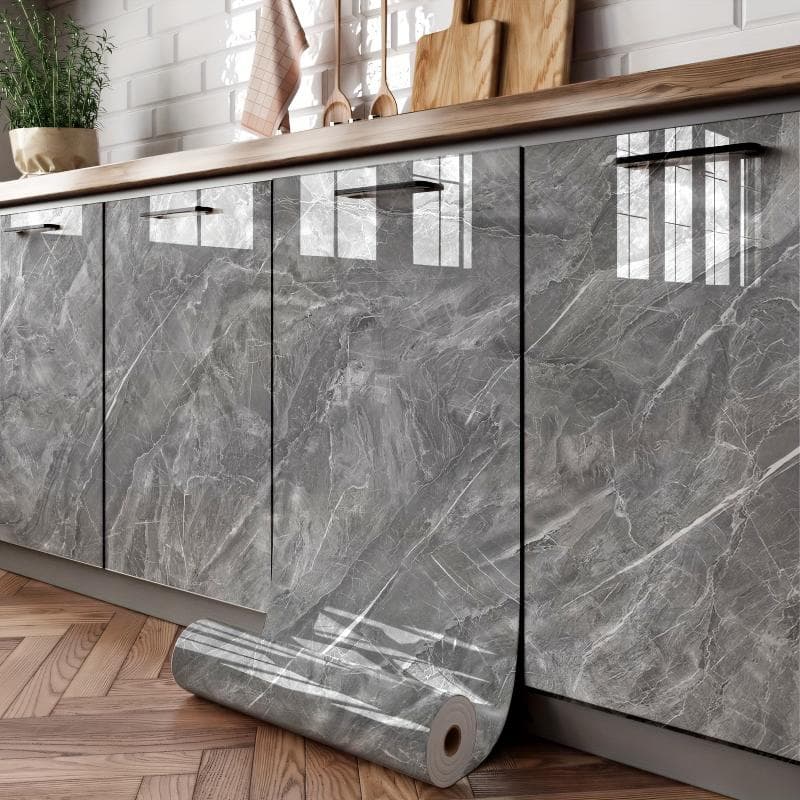 Self-Adhesive PVC Cabinet Film Waterproof Kitchen Cabinet Cover Removable Peel Stick Protective Coating for Cabinet Door Renovation