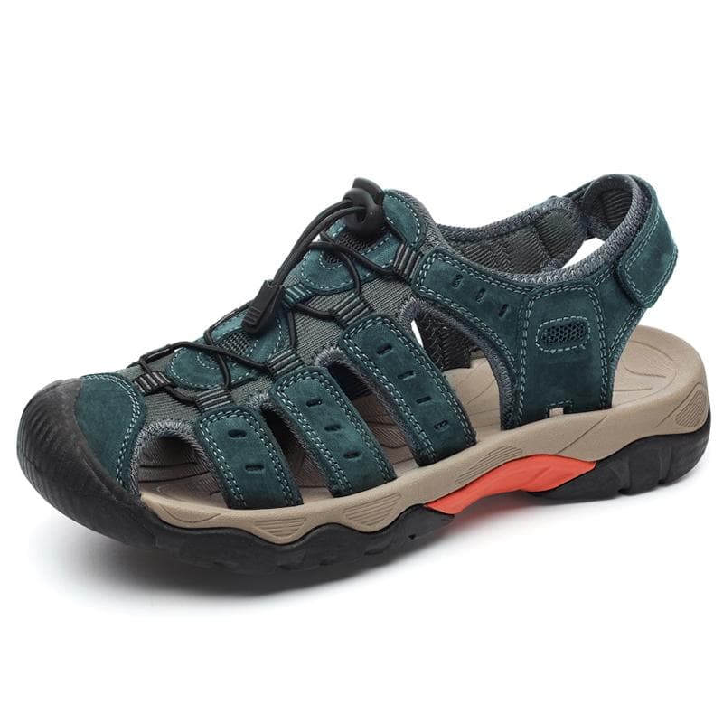 Large Size Genuine Leather Men Sandals Summer Men Beach Sandals Outdoor Sandals For Men cm gray