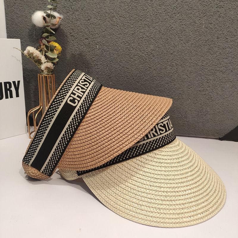 Women's summer Korean version empty top hat, internet celebrity, fashionable sun shading straw hat, beach duckbill hat, sun hat