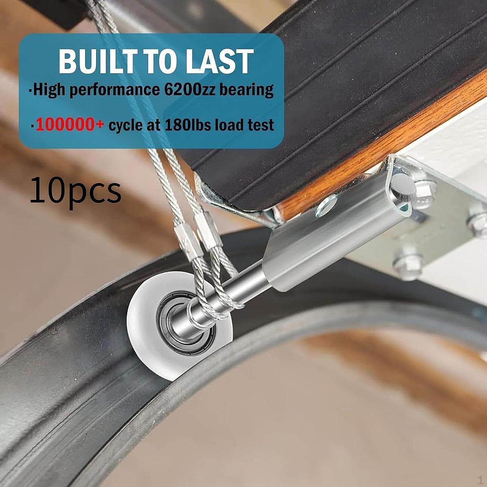 10Pcs Quiet Garage Door Roller 4inch Shaft 1.8inch Wheel for 2inch Tracks Accessories Smooth Rolling