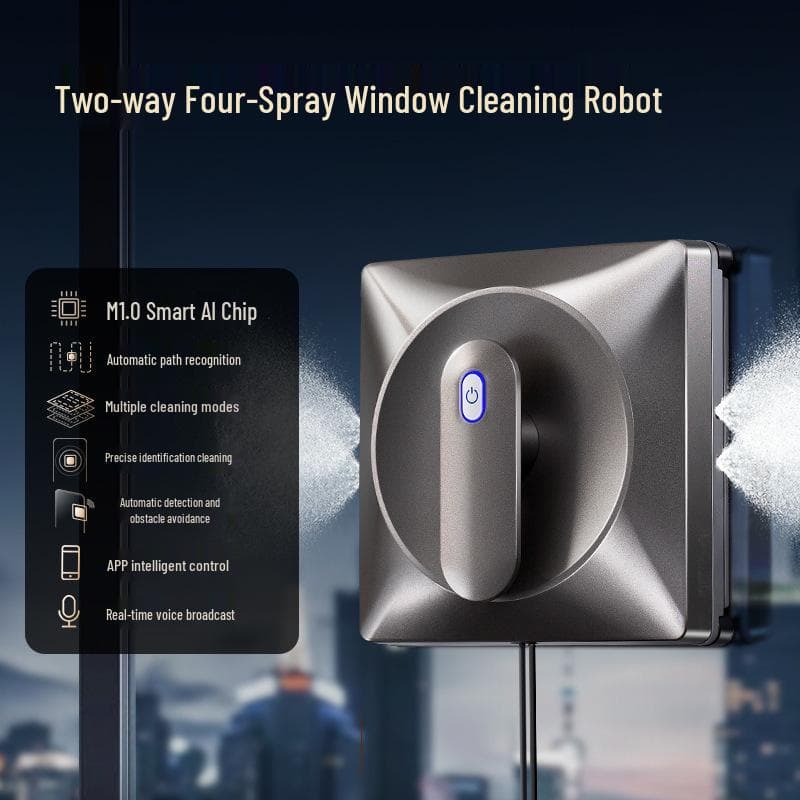 2026 Germany Ultra-thin Smart Window Cleaning Robot with Water Spray and Auto Wipe black