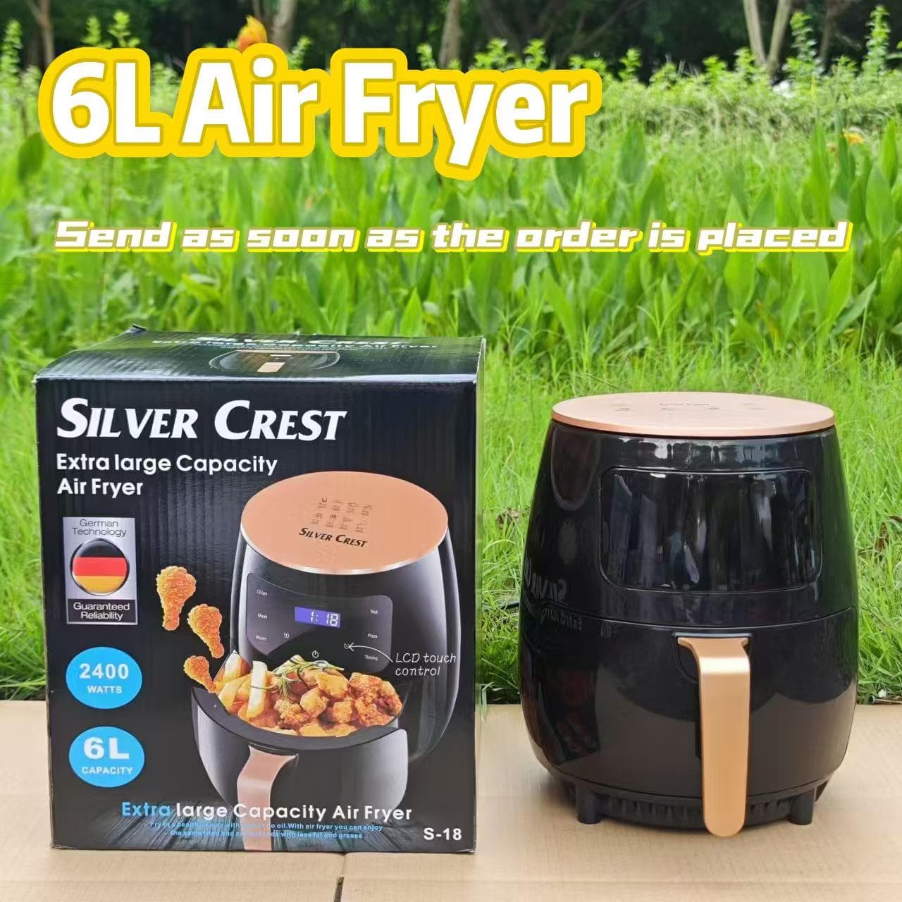 6L Multi-function Smart Touch Air Fryer Oven - Large Capacity Electric Fryer for French Fries black