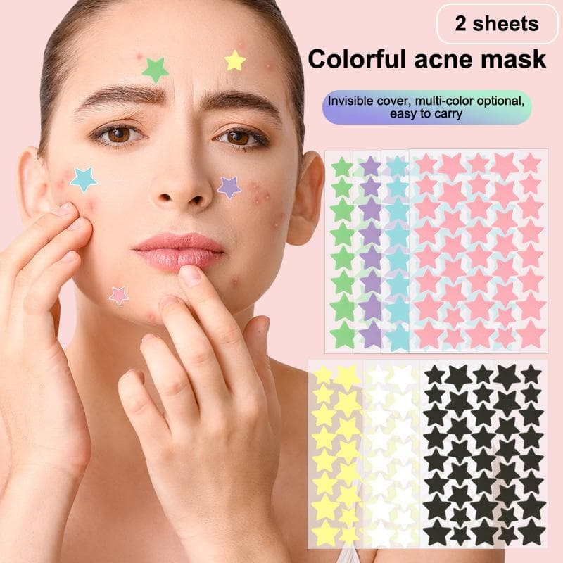 72/80Pcs Colorful Cute Star Heart Shaped Acne Treatment Sticker Invisible Acne Cover Pimple Patch Skin Care