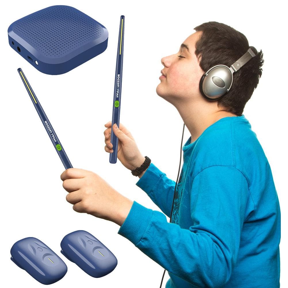 Electronic Drumsticks Air Drum Stick with 2 Foot Pedals 16D Speaker DSP Level Sound Card Low Delay Electric Rhythm Drum Sticks