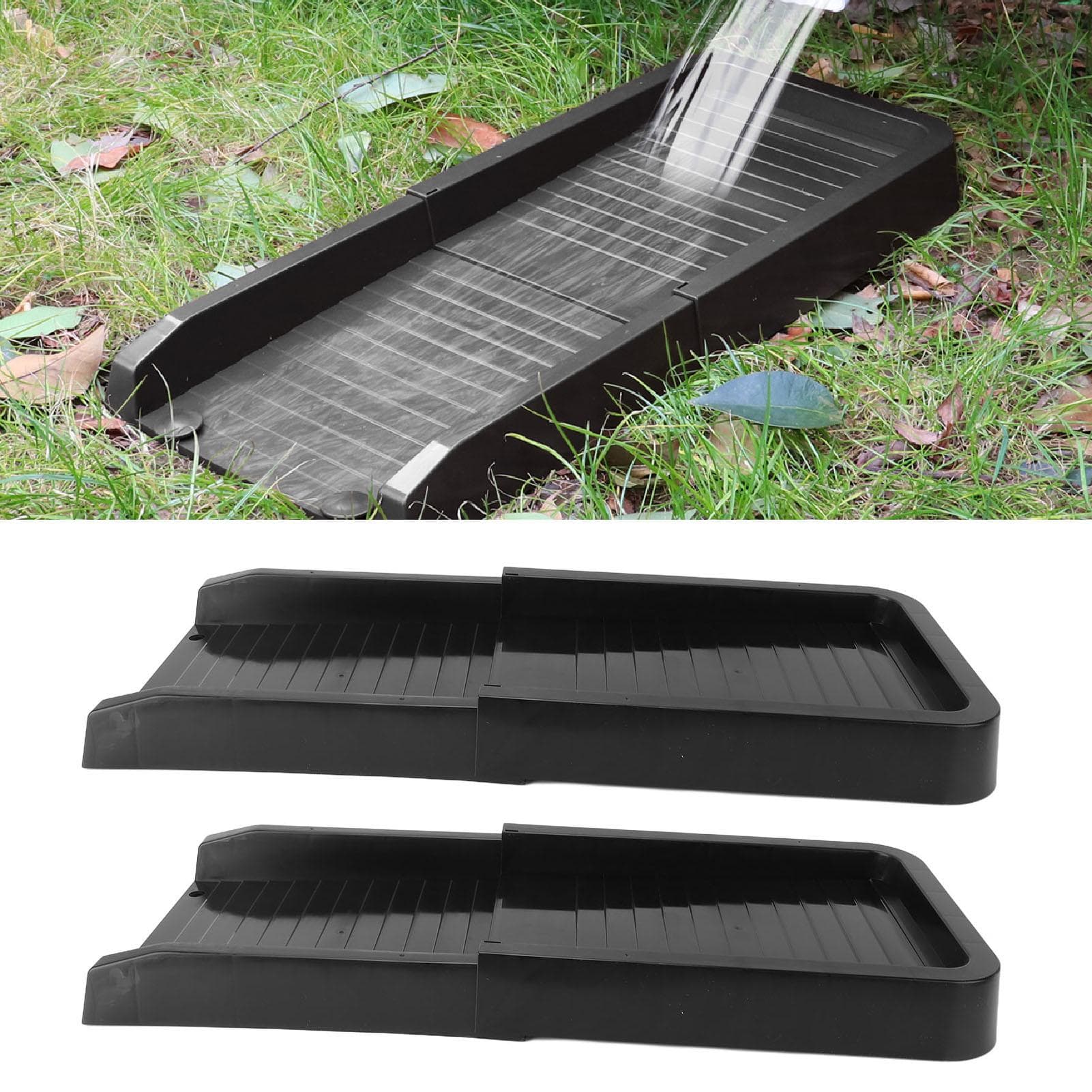 2pcs Downspout   Blocks Black Rain Water Drainage Downspout Extensions with Ground Nails for Gutters