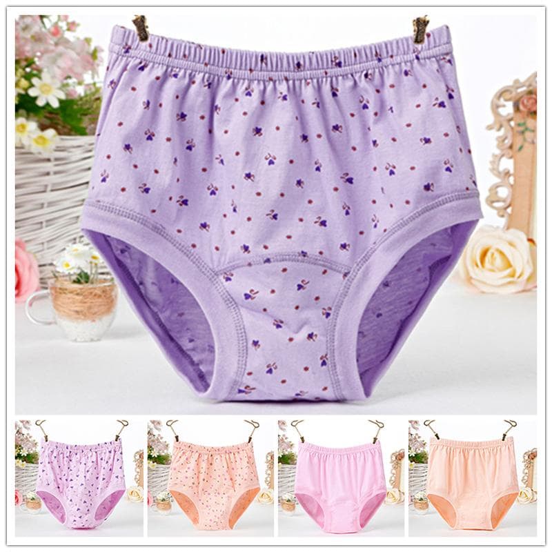 Women Underpants Cotton Panties Underwear Breathable High Waist Comfortable Soft Plus Size Briefs cm apricot