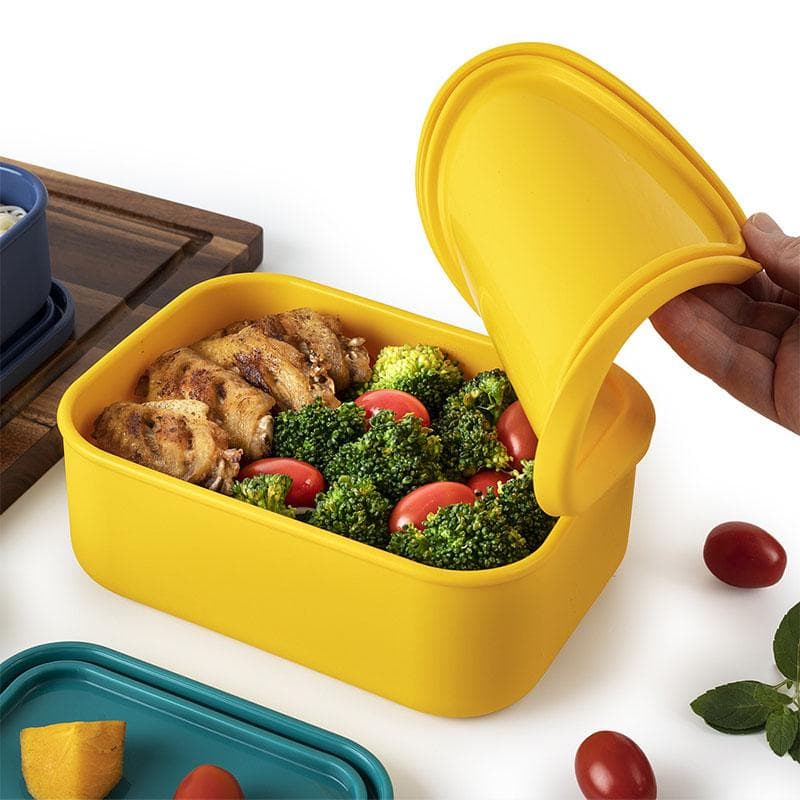 Portable Silicone Lunch Box With Lids Sealed Food Storage Container Box Leakproof Kitchen Refrigerator Transfer Oven Lunch Box