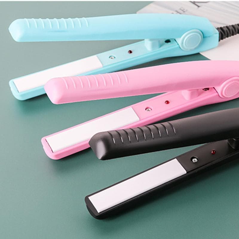 Mini Electric Ceramic Hair Straightener Hair Care Straightening Hair Crimper Pro Styling Hair Curler pink