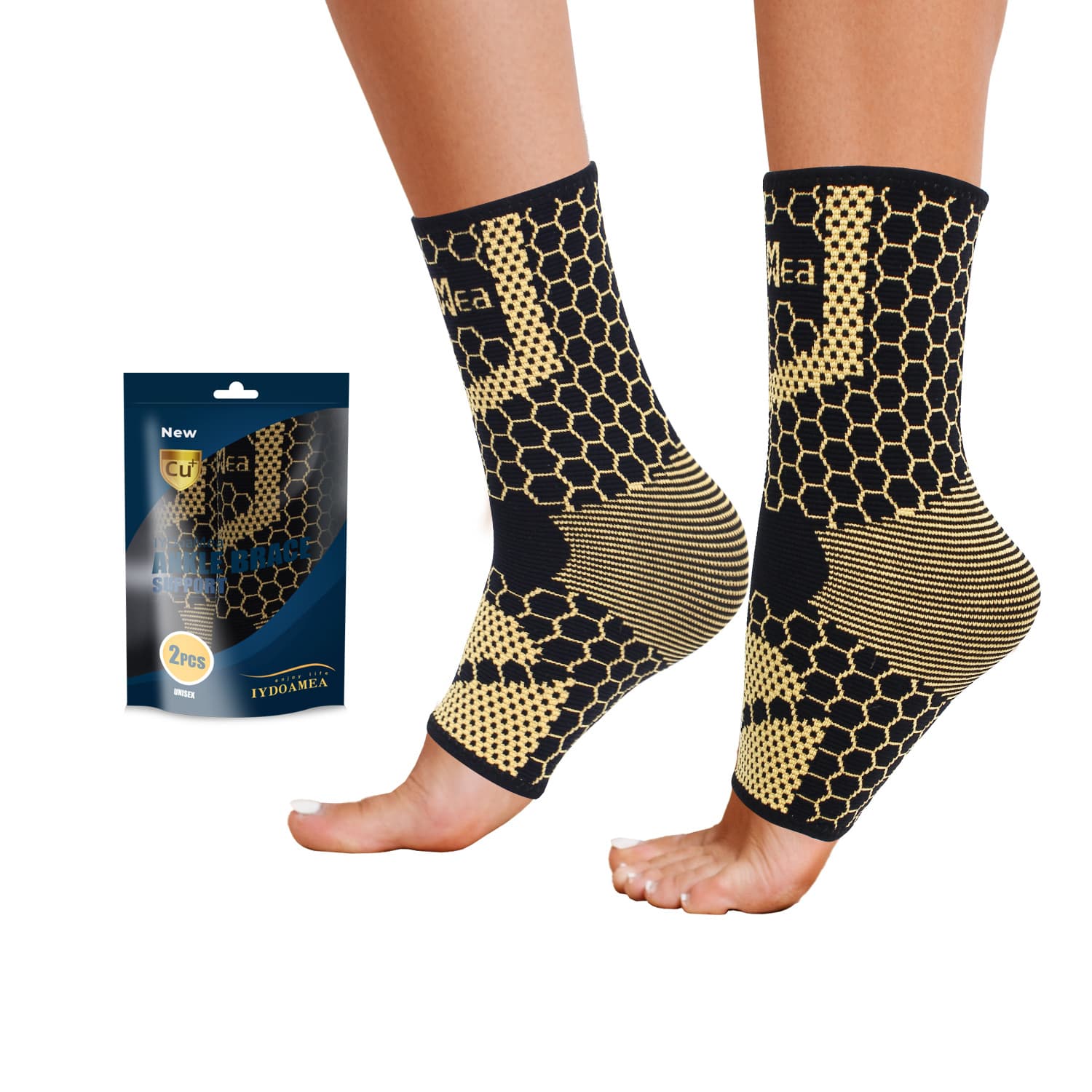 TEMU Iydoamea 1 Pair Copper Ankle Brace, Copper Infused Ankle Support Sleeve For , Daytime Or Night Use
