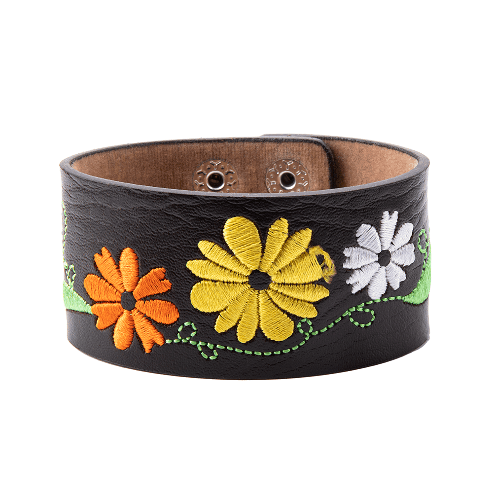 TEMU 1pc Simple European And Men's Women's Handmade Braided Embroidered Flower Bracelet Adjustable Size Bracelet Jewelry