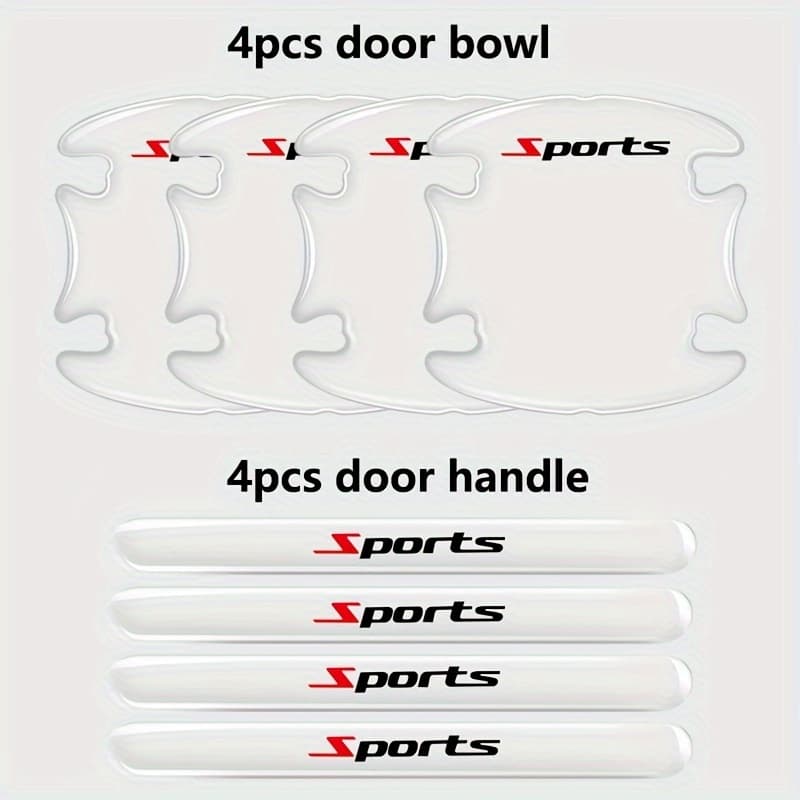 TEMU 8pcs Transparent Protective Stickers Car Door Handle Bowl Stickers Anti-scratch Protection Anti-collision Strip