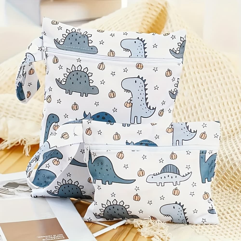 TEMU 2pcs Animal Print Portable Storage Bag, With Handle&zipper, Diaper Bag