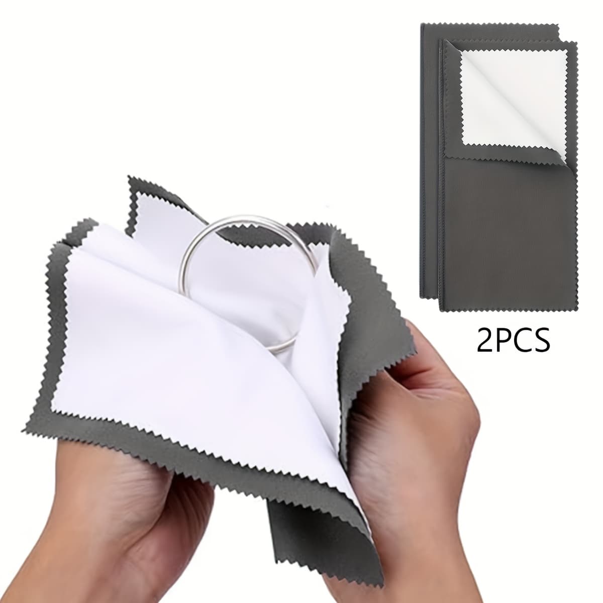 TEMU 2 Size Polishing Cloth Set For Golden Jewelry Care - Microfiber 5.9x7.8 Inch - Tarnish Remover - Travel-friendly Daily Use - Holiday Gift For