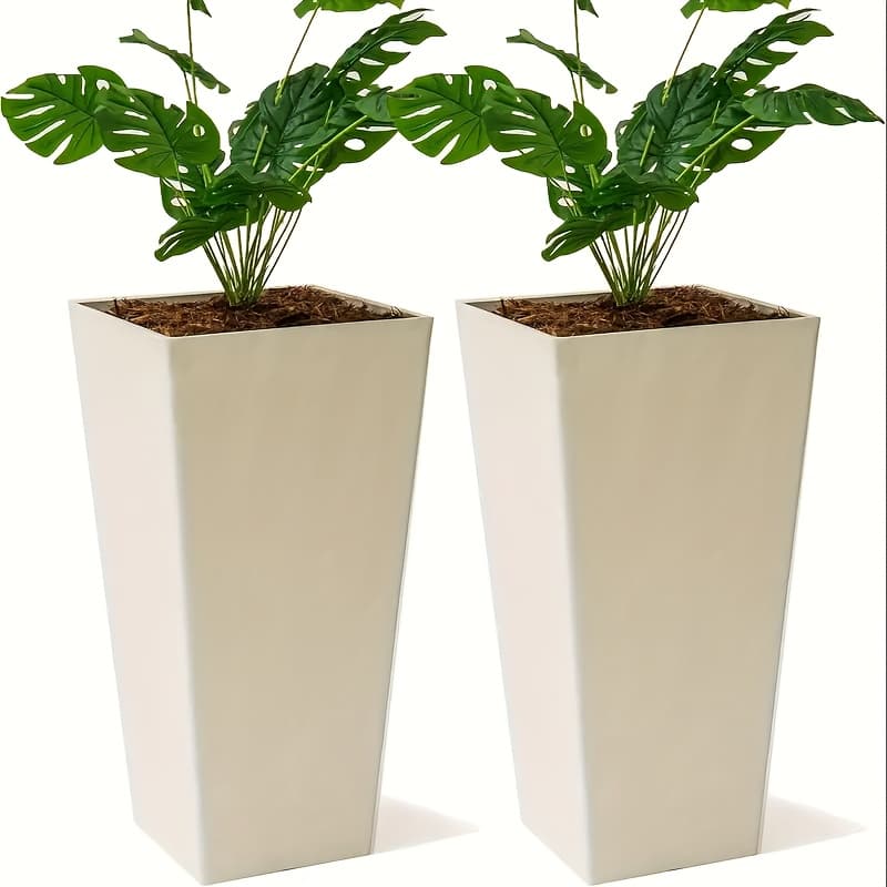 TEMU 2pcs Set Of Flowerpots, Large Plastic Flowerpots, V-shaped Tall Flowerpots, Suitable For Indoor | Courtyard, Garden Decoration - For Plants,