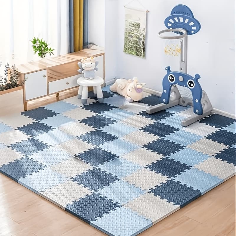 TEMU 25pcs Eva Interlocking Floor Mat Set, Non-slip, Waterproof, Soft And Durable, Suitable For Fitness, Yoga, And , Gym Accessory, Office,