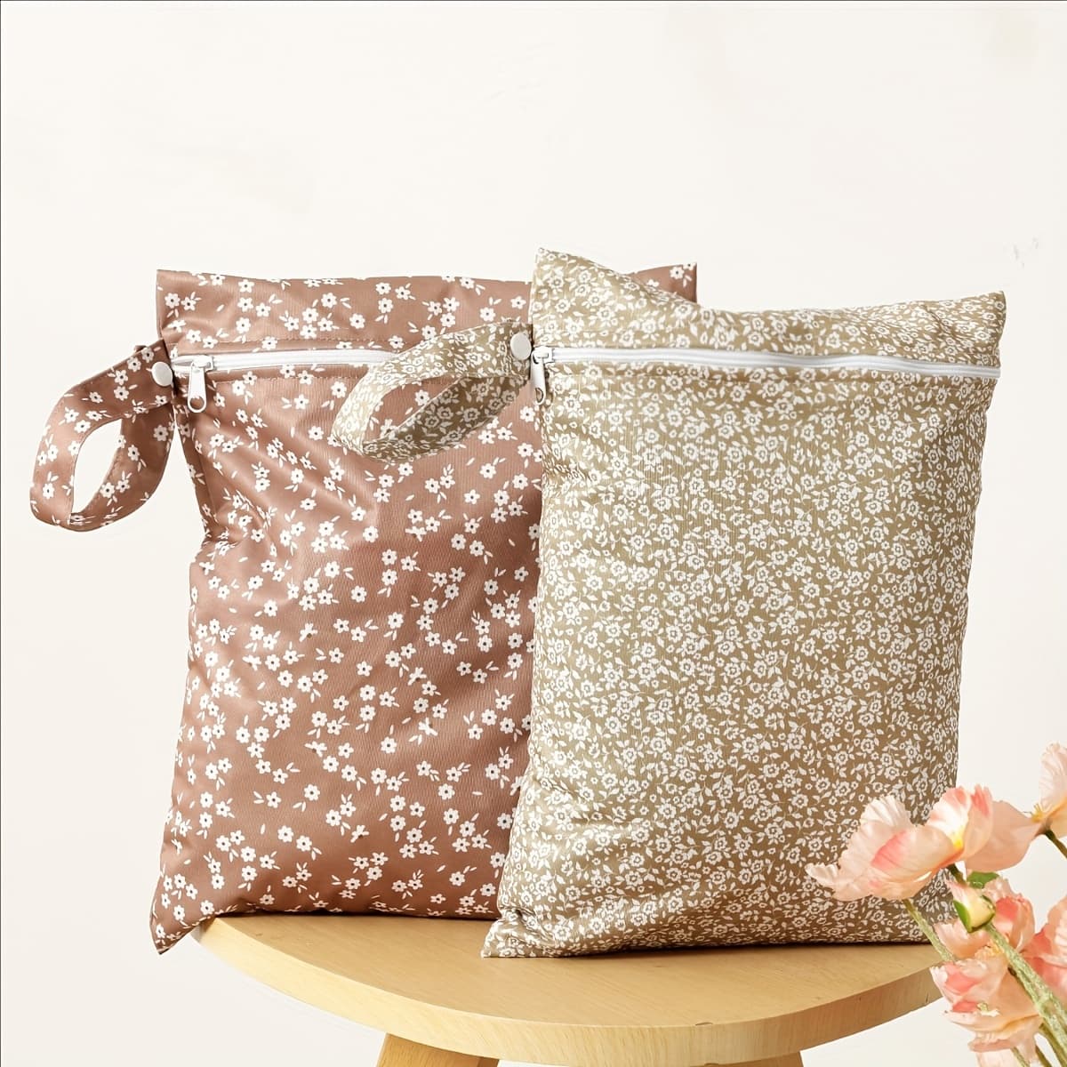 TEMU Flower And Animal Print 2pcs Set Portable Wet/dry Bag Diaper Bag