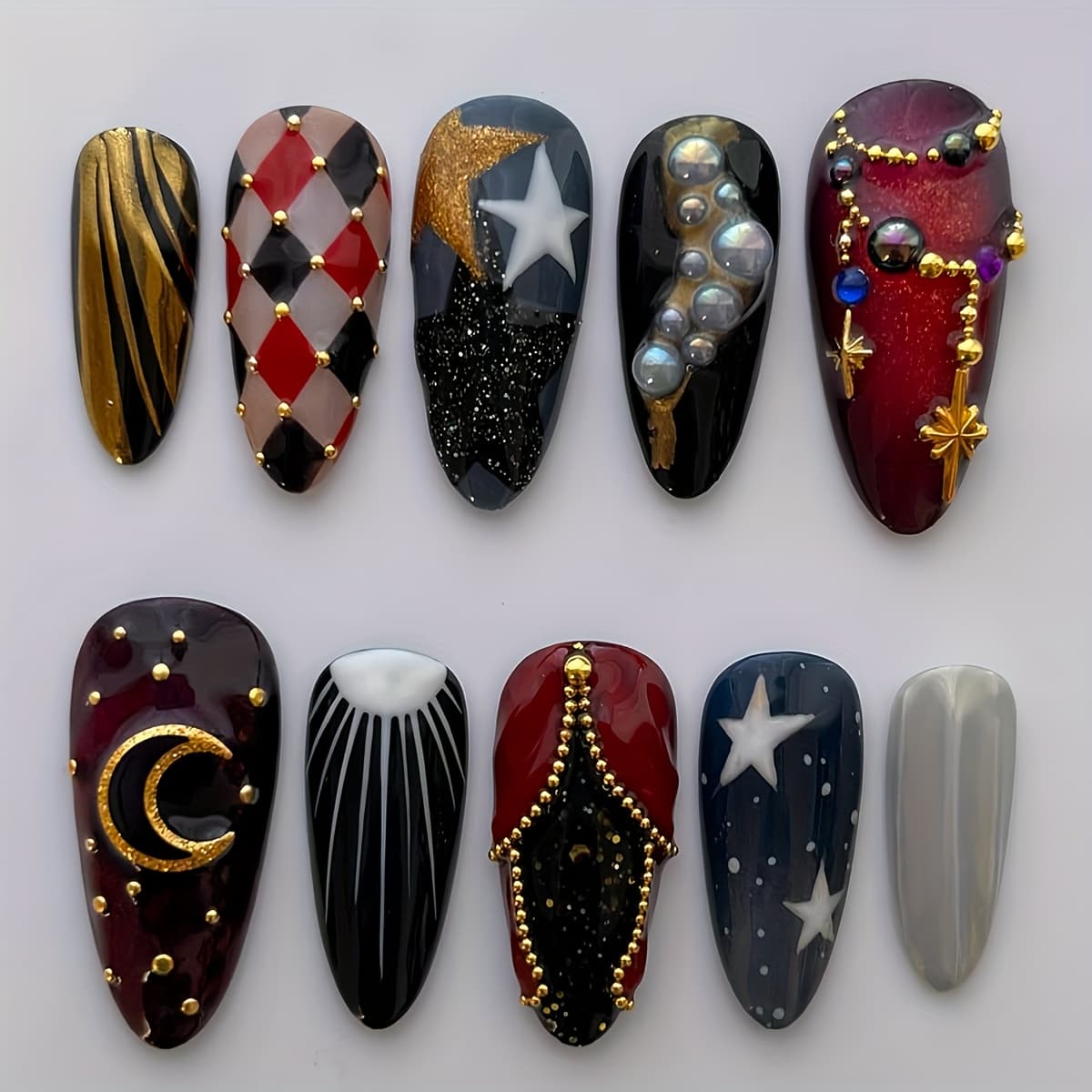 TEMU A Box Of 10 Traditional Handmade And Golden Bead Cute Star Art Lattice Stripes Suitable For And Daily Wear