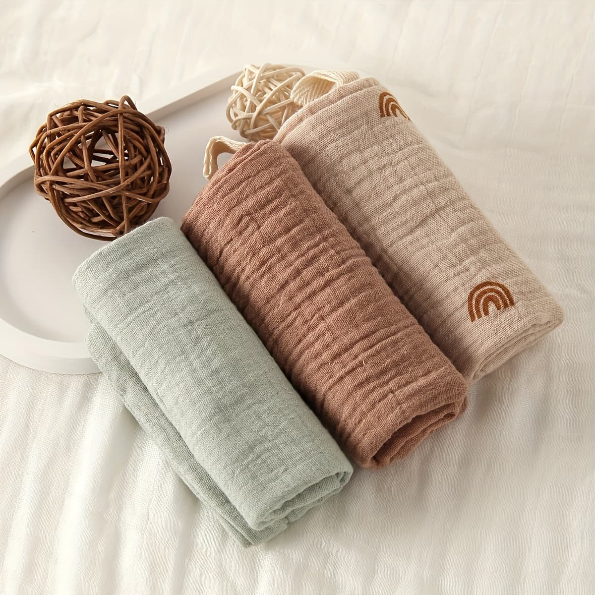 TEMU 3pcs Baby Bibs Breathable Baby Bibs Baby Towel Gift For Newborns Suitable For Baby Shower