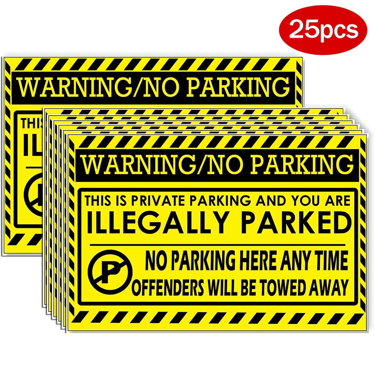 TEMU 25pcs No Parking Violation Stickers Notice, Large Size 5x8inch Llegal Parking Warnings And Towing Tags For Illegally Vehicles In Your Lot