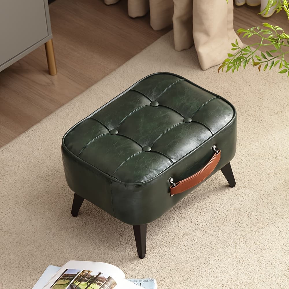 TEMU Footstool Ottoman - Stylish And Functional Faux Leather Footrest For Extra Seating In Living Room, Entryway, Or Office