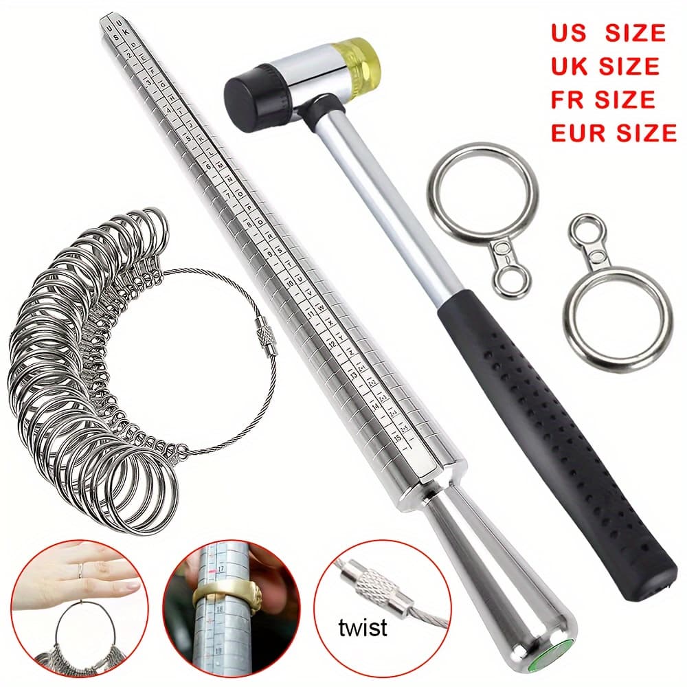 TEMU Ring Size Kit Finger Gauge Size Jewelry Standard Tool 1xjewelers +1xring Mandrelsizer+27xcircle Models