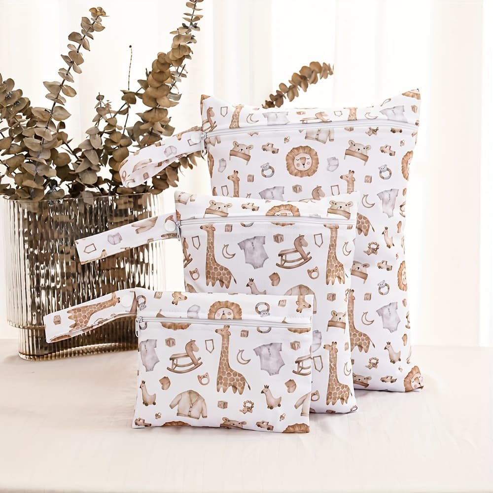 TEMU Set Of 3 Diaper Bags With Adorable Design, Convenient Storage And Wash Bags For Travel