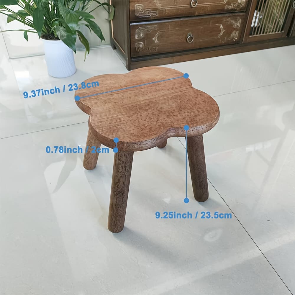 TEMU Vintage Hardwood Ottoman | Versatile Multipurpose Stool For Entryway, Living Room, Bedroom, And Office Use