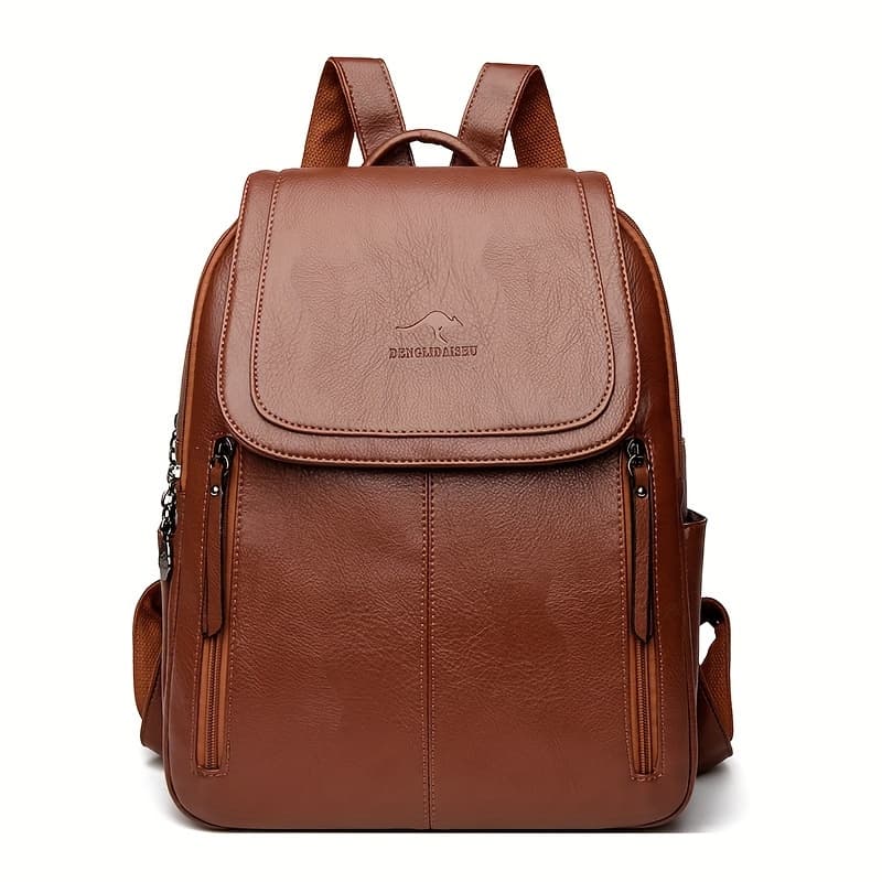 TEMU 2025 New Versatile Large-capacity Pu Soft Faux Leather Backpack For Women, Perfect For Outdoor Travel