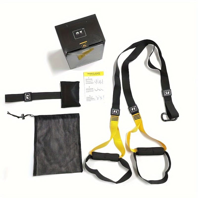 TEMU Home Gym Resistance - Navy Blue & Yellow, Stackable Pull-up Training Straps For Full-body Workout, Medium Tension, Durable Nylon Material, Ideal