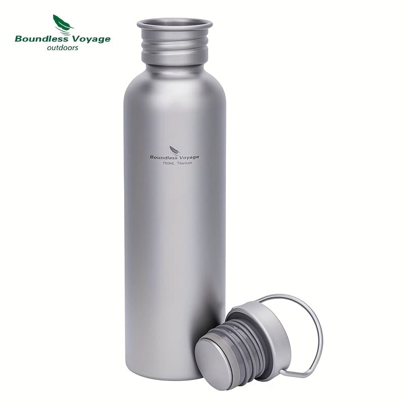 TEMU Voyage Titanium Water Bottle With Lid Wide Mouth Leak-proof Reusable Sport Drinking Bottle For Camping Hiking Picnic Climbing Running Tea Coffee