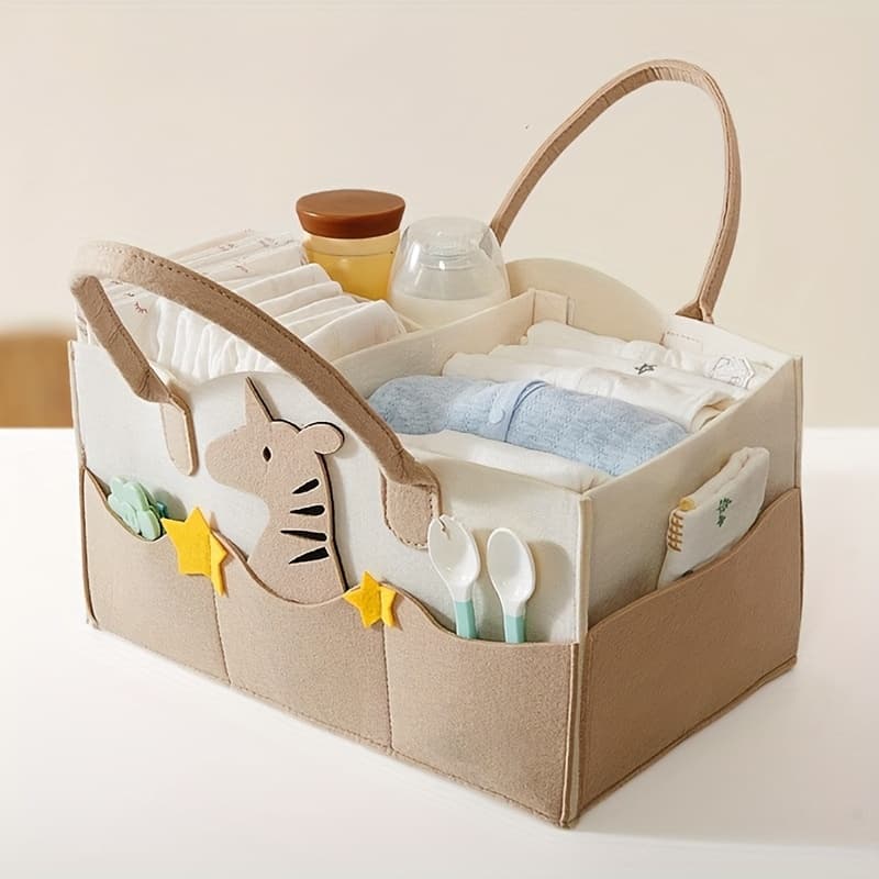 TEMU Lightweight, Wool Felt Diaper Bag - Mommy Basket For & Nappy Storage