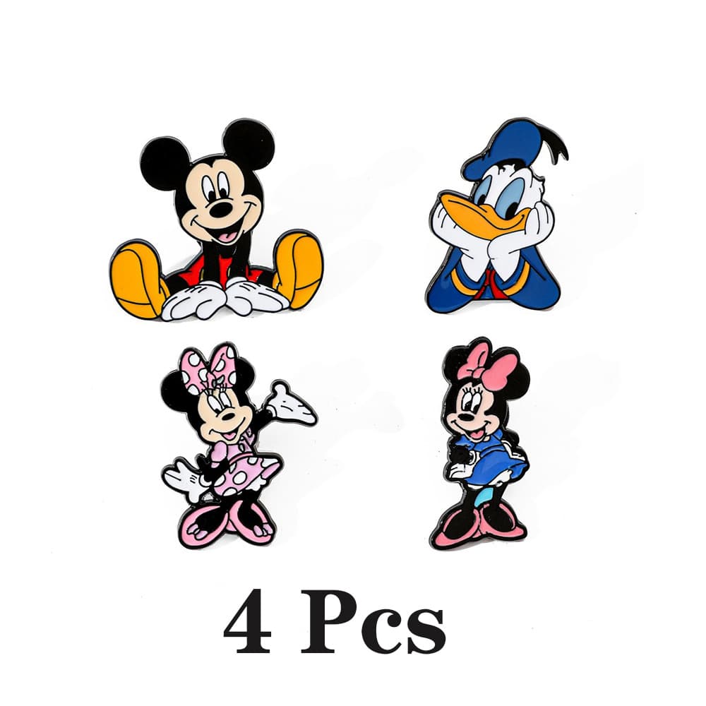 TEMU 4pcs Cartoon Mouse, Donald Duck, Mouse Enamel Pins | Metal Badge Jewelry For Clothing And Backpack Additions, Cute Multicolor Style