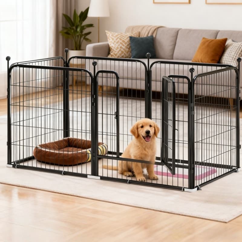 TEMU Metal Dog Playpen, Heavy Duty Pet Exercise Pen, Outdoor, Indoor Enclosure For Large/ Medium/ Small Dogs, Portable Playpen For Rv Yard